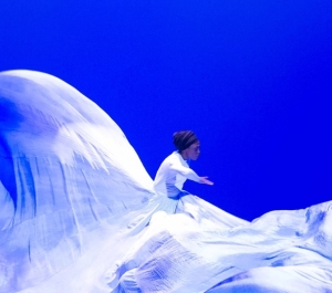 A dancer in a long flowing dress