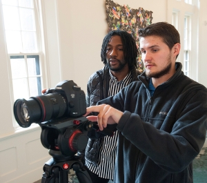 Two students with a camera